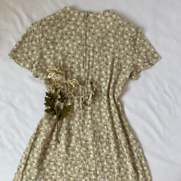 Vintage floral laurel green midi/maxi dress - Picture 2 of 4